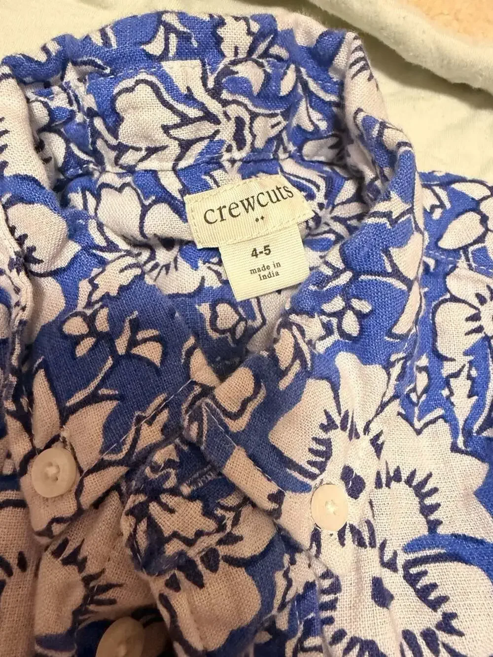 Crewcuts Boys Floral Linen-Cotton Short Sleeve Button-Down Shirt
